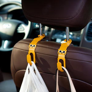 2Pcs Cartoon Car Back Seat Headrest Hanger Holder Hooks