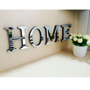 LOVE/HOME 4pcs/set Mirror Acrylic Wall Sticker English Letters