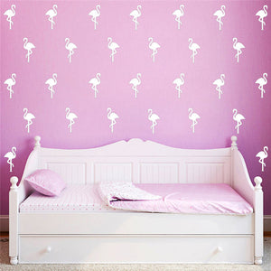 15pcs Mini 5*10cm Flamingo Wall Stickers Bird Decals For Kids Rooms