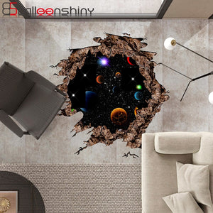 3D Planet Galaxy Space Wall Floor Sticker Vivid Space Home Living Room