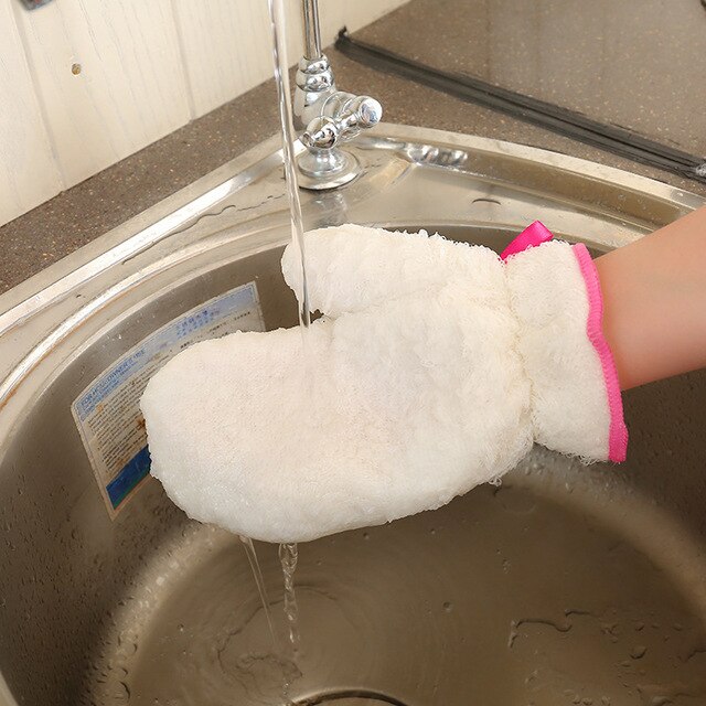 Bamboo Fabric Dish Washing Gloves Kitchen Cleaning